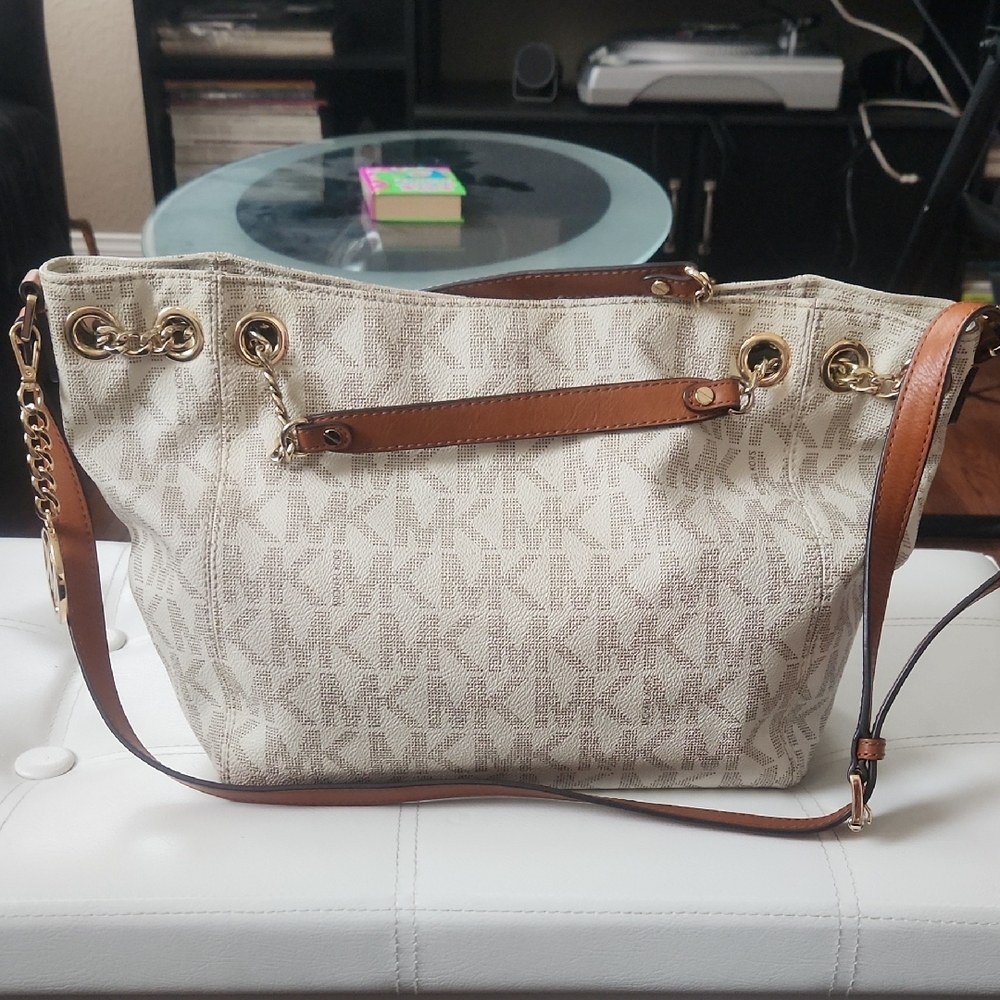 Michael Kors Beige and Brown Shoulder Bag